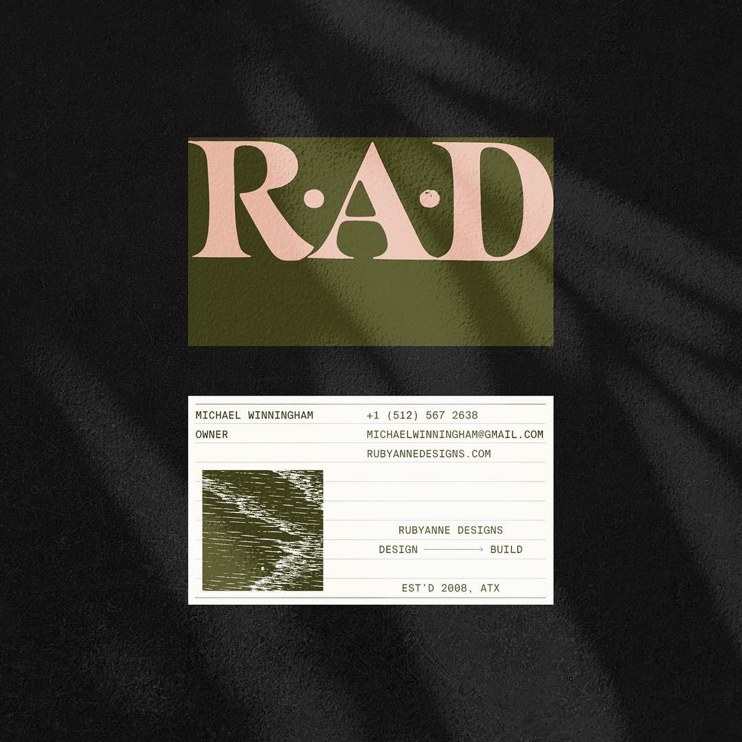 Branding and direction for RAD, an Austin-based design and construction company with the goal of providing sustainable homes at an affordable price by Alright Studio.
