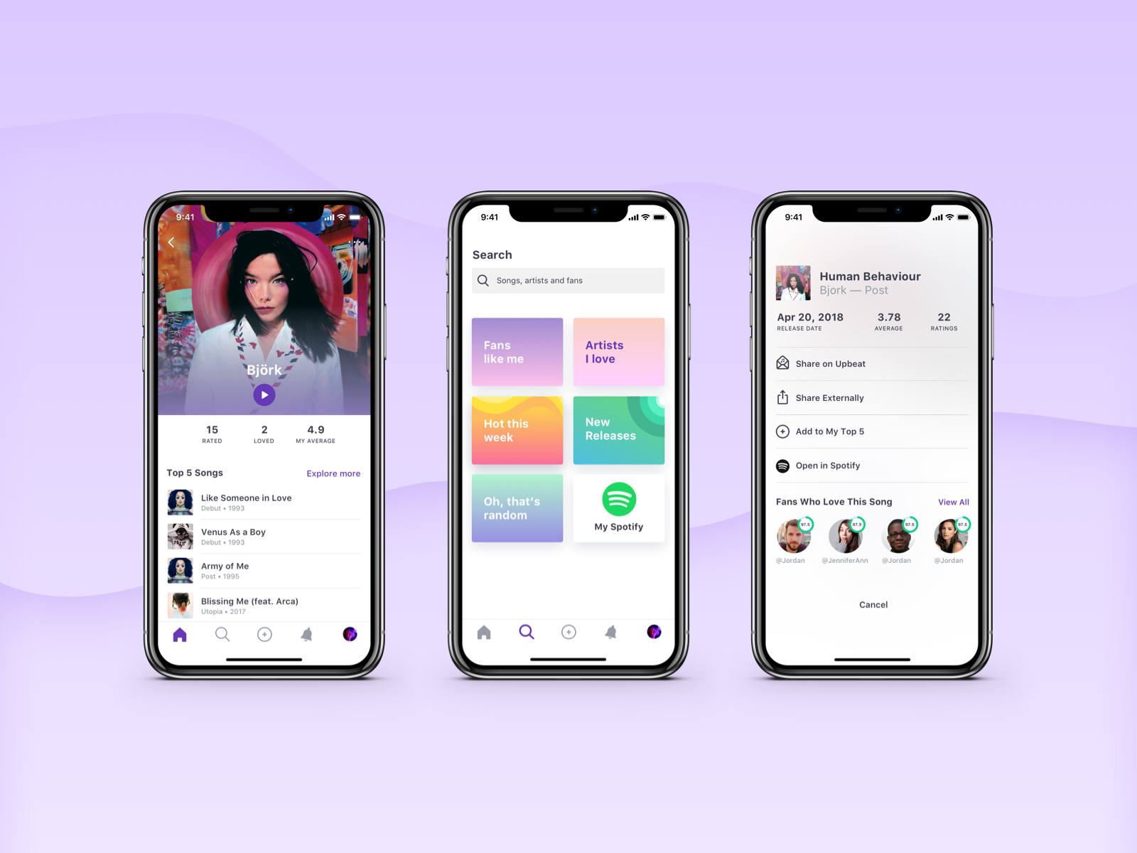 iOS App for Upbeat - the taste in music platform