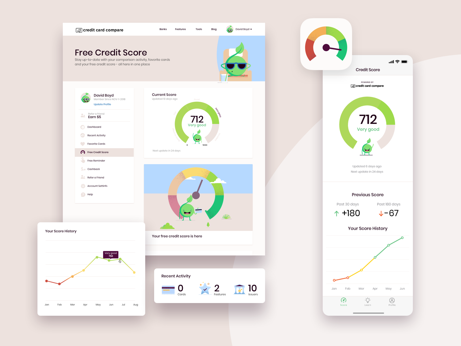 Credit Score Web and iOS apps for CreditCardCompare